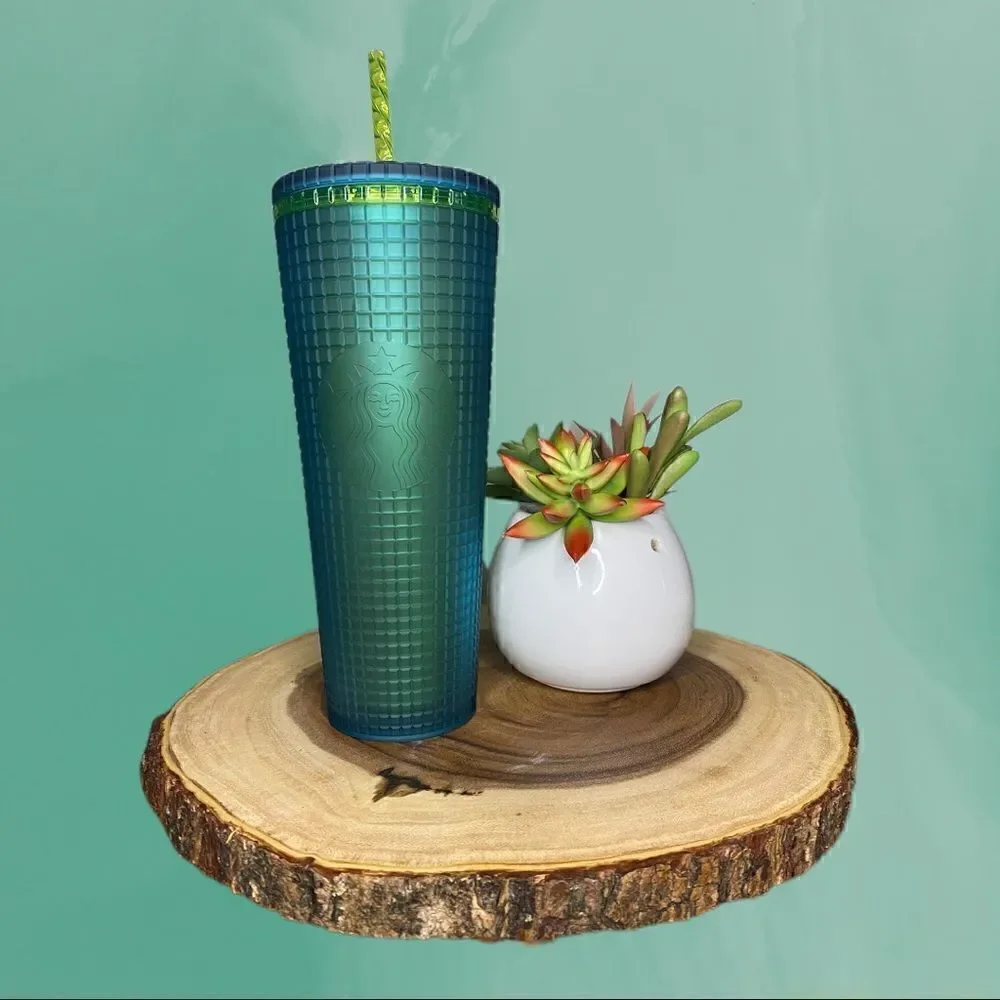 Starbucks 2022 Green Grid Venti 24oz Tumbler Cold Cup “Mountain Dew”  New